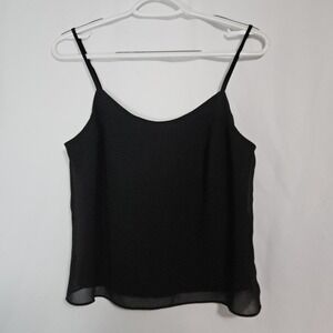 Whimsygoth Medium‎ Black Excellent Metaphor Chiffon Layered Spaghetti Strap Top